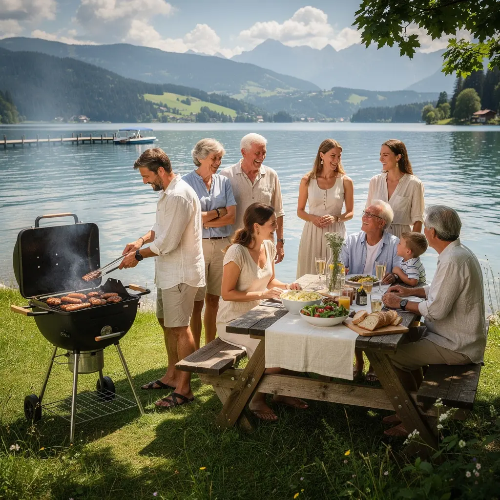 Ein buntes Arrangement von saisonalem Obst und Gemüse, das die Vielfalt der österreichischen Landwirtschaft zeigt.