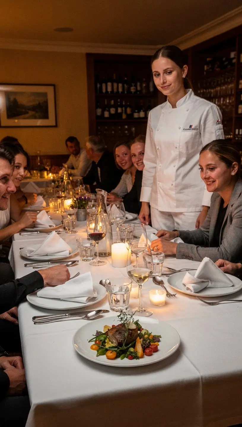Ein rustikaler Holztisch gedeckt mit traditionellen österreichischen Gerichten aus frischen, lokalen Zutaten.